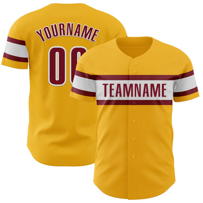 Custom Gold Crimson-White Authentic Baseball Jersey - Sky-Custom