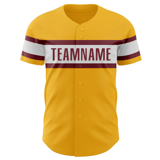 Custom Gold Burgundy-White Authentic Baseball Jersey - Sky-Custom