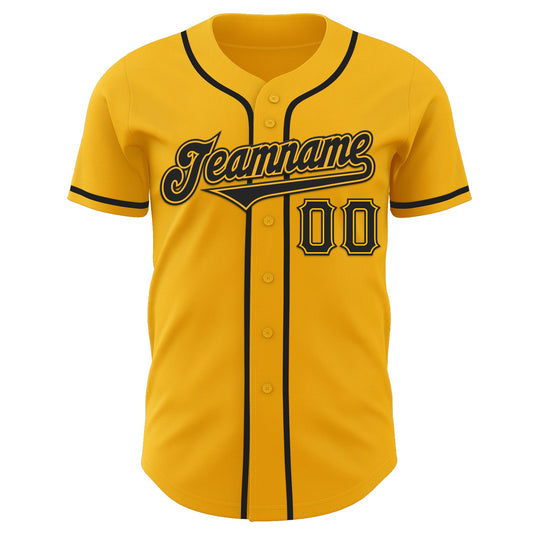 Custom Gold Black Authentic Baseball Jersey - Sky-Custom