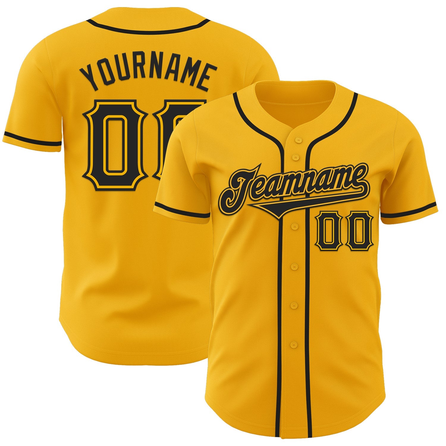 Custom Gold Black Authentic Baseball Jersey - Sky-Custom