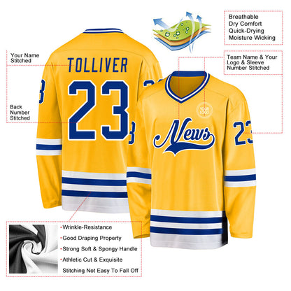 Custom Gold Royal-White Hockey Jersey - Sky-Custom