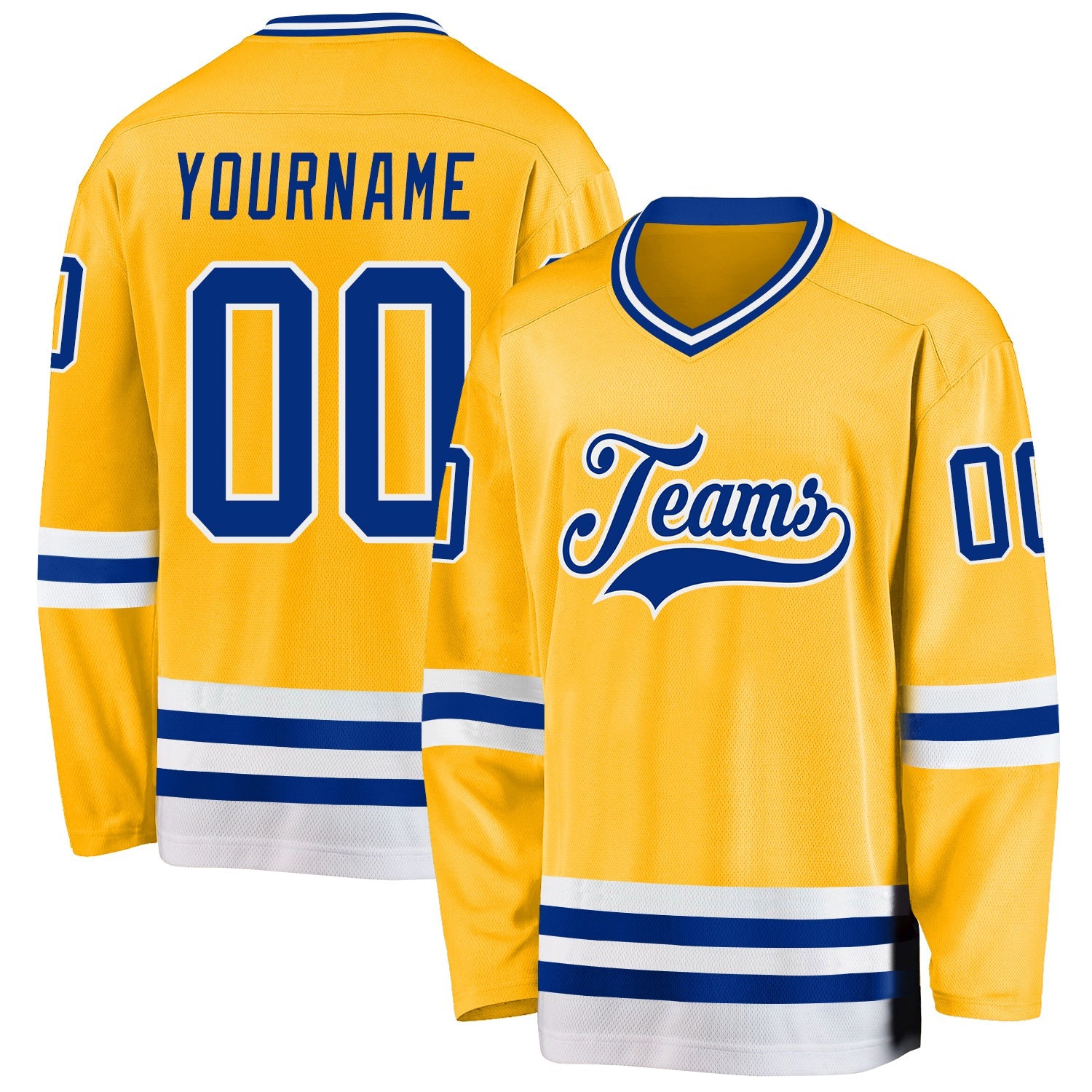 Custom Gold Royal-White Hockey Jersey - Sky-Custom