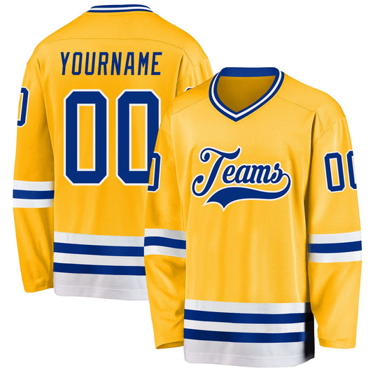 Custom Gold Royal-White Hockey Jersey - Sky-Custom