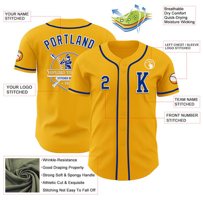 Custom Gold Royal-White Authentic Baseball Jersey - Sky-Custom