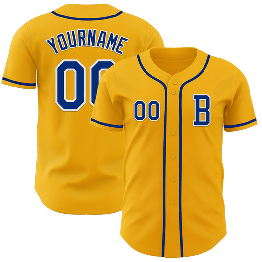 Custom Gold Royal-White Authentic Baseball Jersey - Sky-Custom