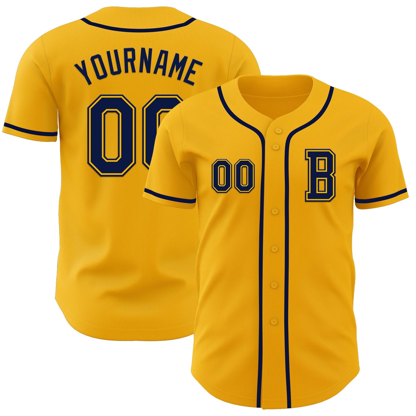 Custom Gold Navy Authentic Baseball Jersey - Sky-Custom