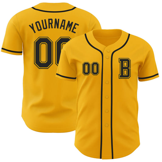 Custom Gold Black Authentic Baseball Jersey - Sky-Custom