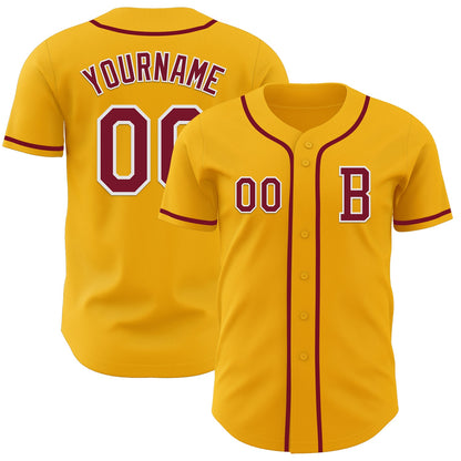 Custom Gold Crimson-White Authentic Baseball Jersey - Sky-Custom