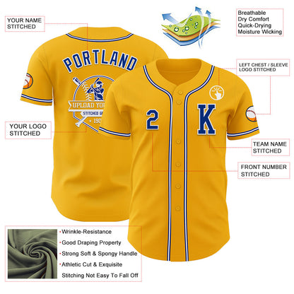Custom Gold Royal-White Authentic Baseball Jersey - Sky-Custom
