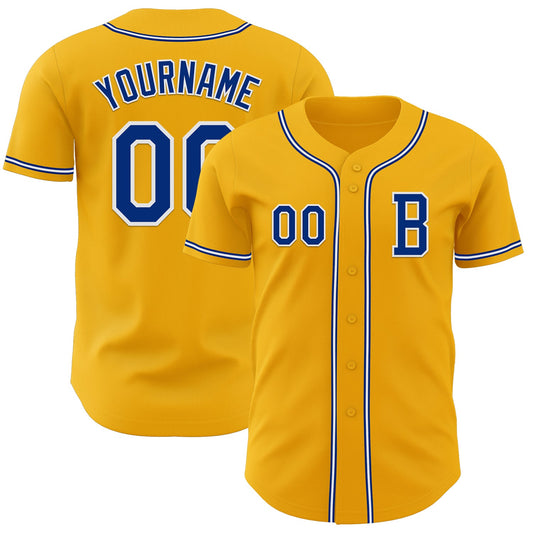 Custom Gold Royal-White Authentic Baseball Jersey - Sky-Custom