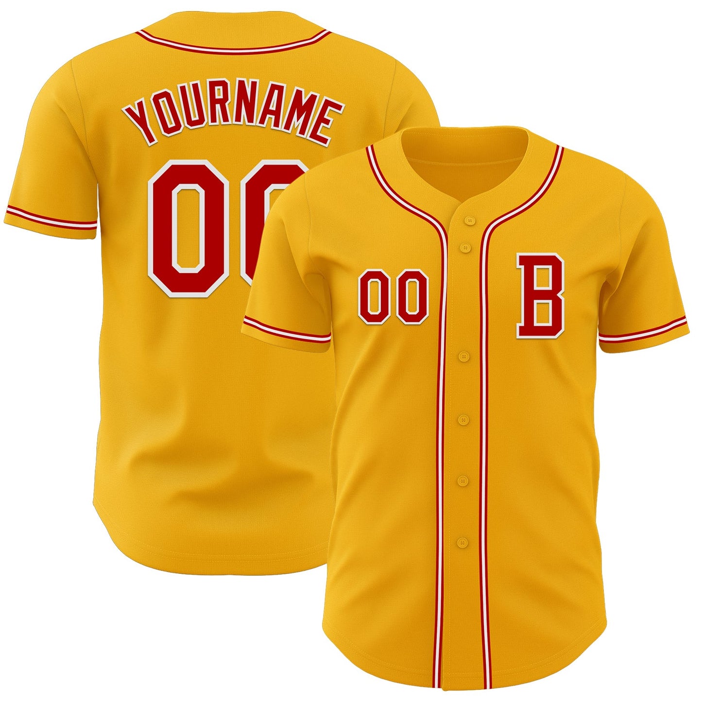 Custom Gold Red-White Authentic Baseball Jersey - Sky-Custom