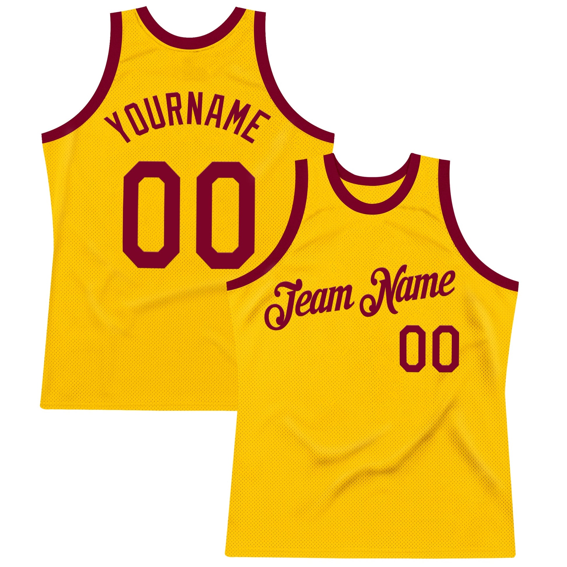 Custom Gold Maroon Authentic Throwback Basketball Jersey - Sky-Custom