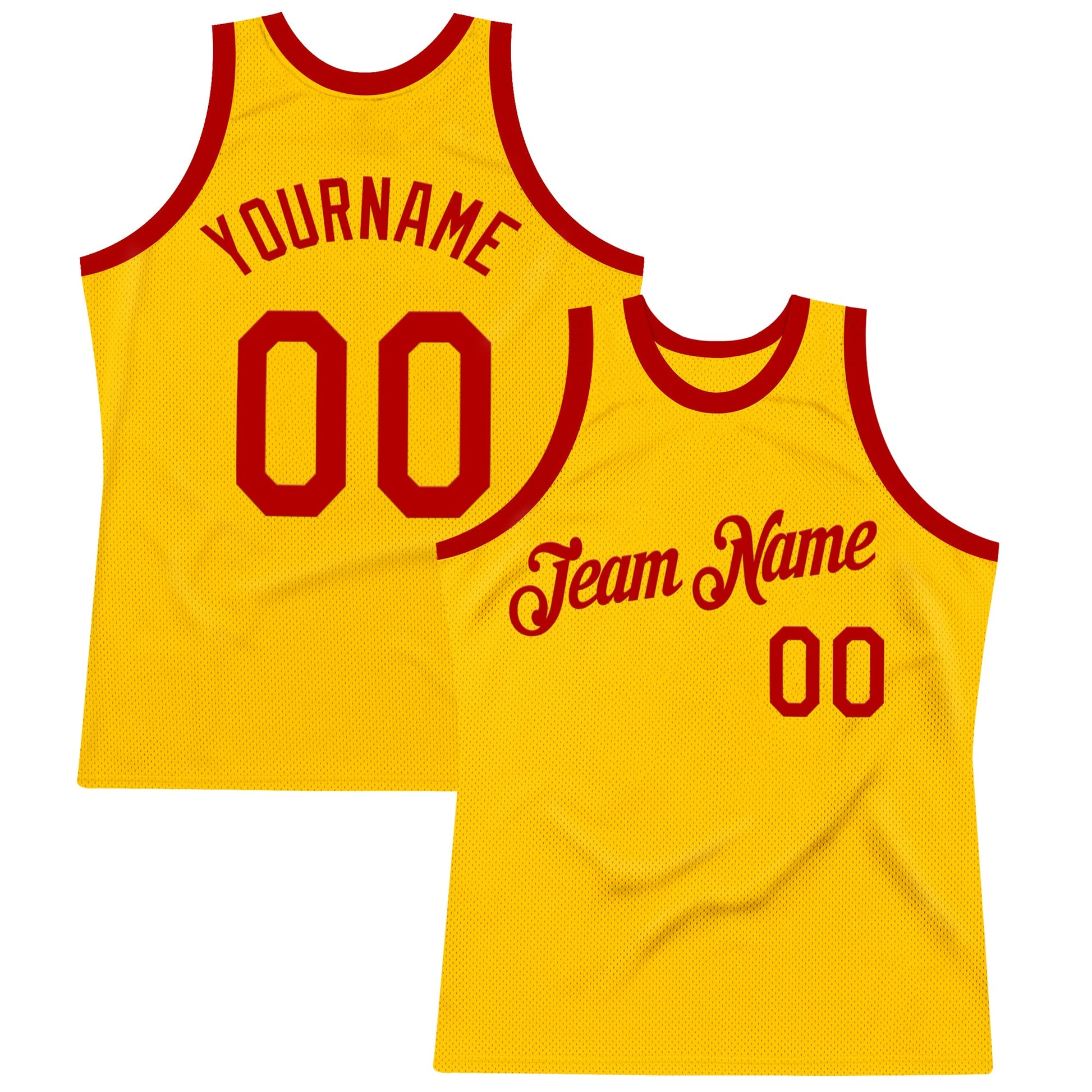 Custom Gold Red Authentic Throwback Basketball Jersey - Sky-Custom