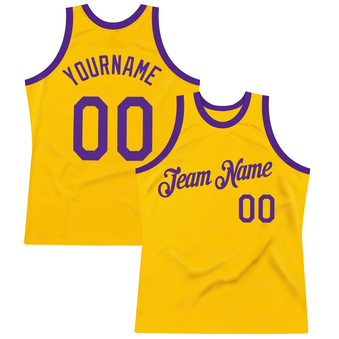 Custom Gold Purple Authentic Throwback Basketball Jersey - Sky-Custom