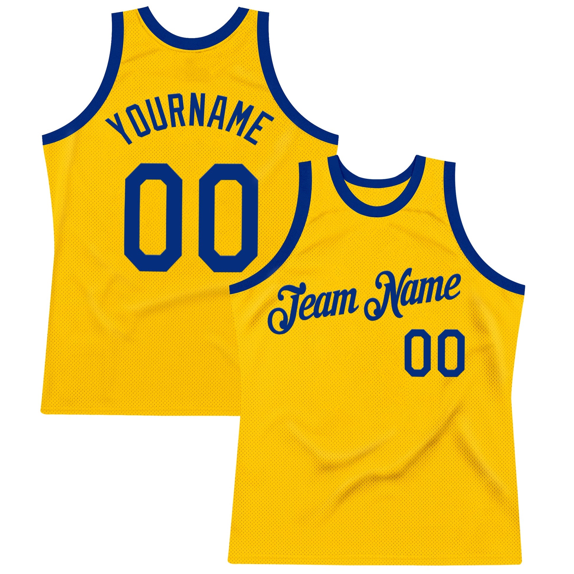 Custom Gold Royal Authentic Throwback Basketball Jersey - Sky-Custom