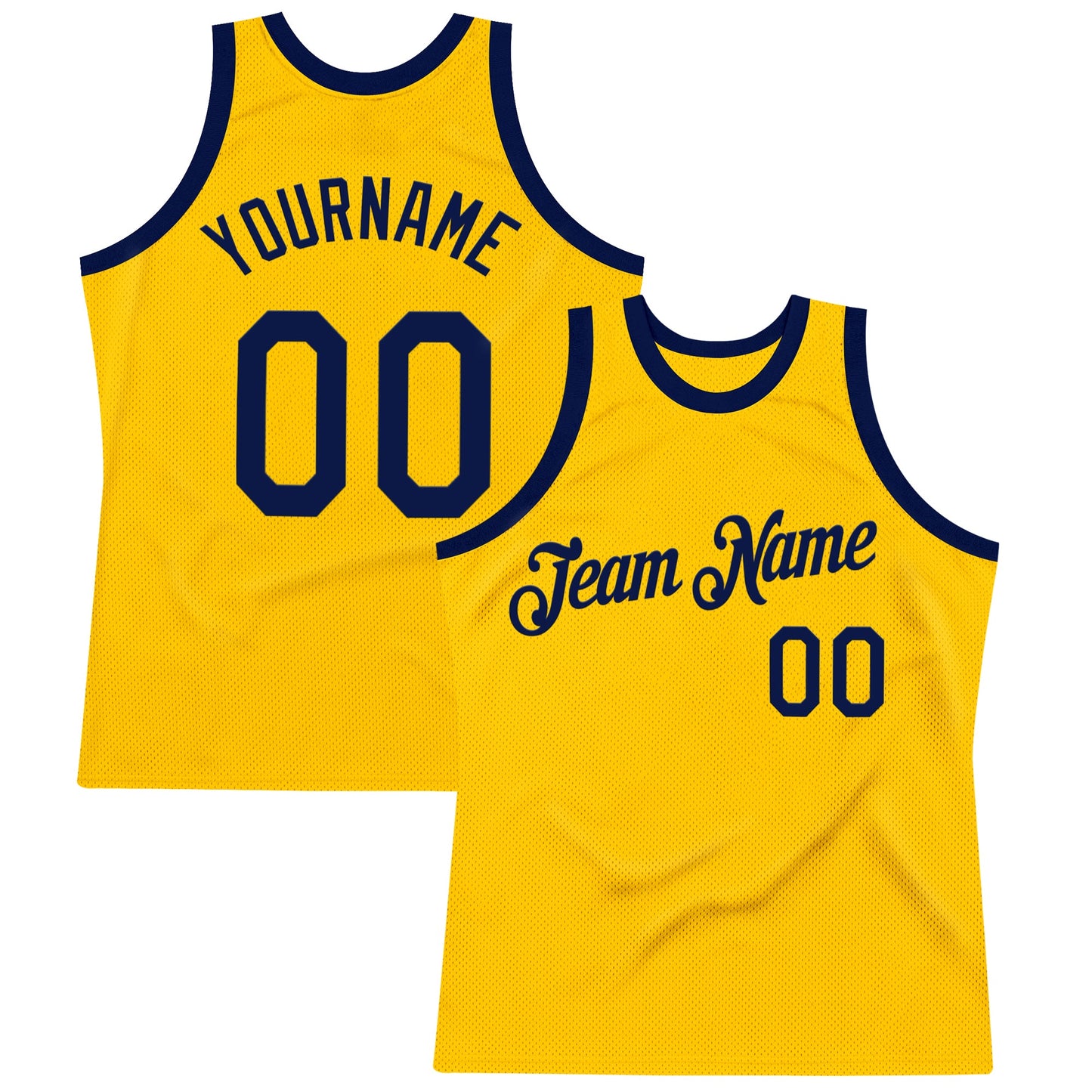 Custom Gold Navy Authentic Throwback Basketball Jersey - Sky-Custom