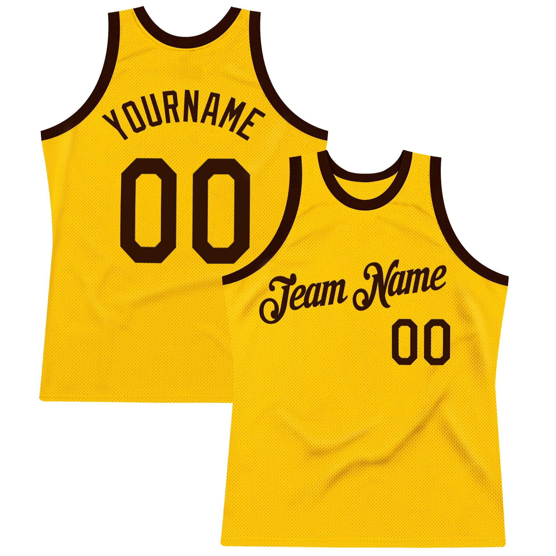 Custom Gold Brown Authentic Throwback Basketball Jersey - Sky-Custom