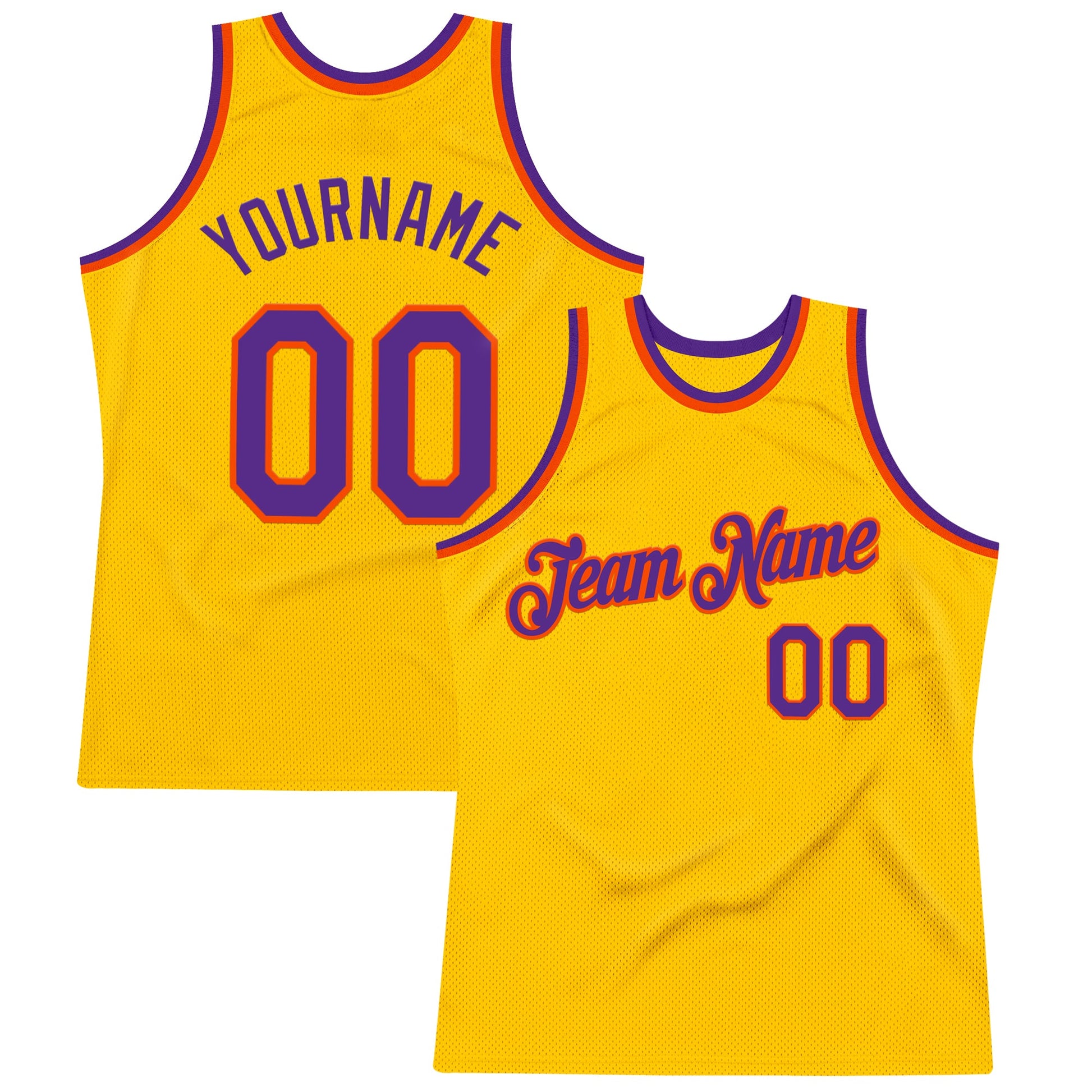 Custom Gold Purple-Orange Authentic Throwback Basketball Jersey - Sky-Custom