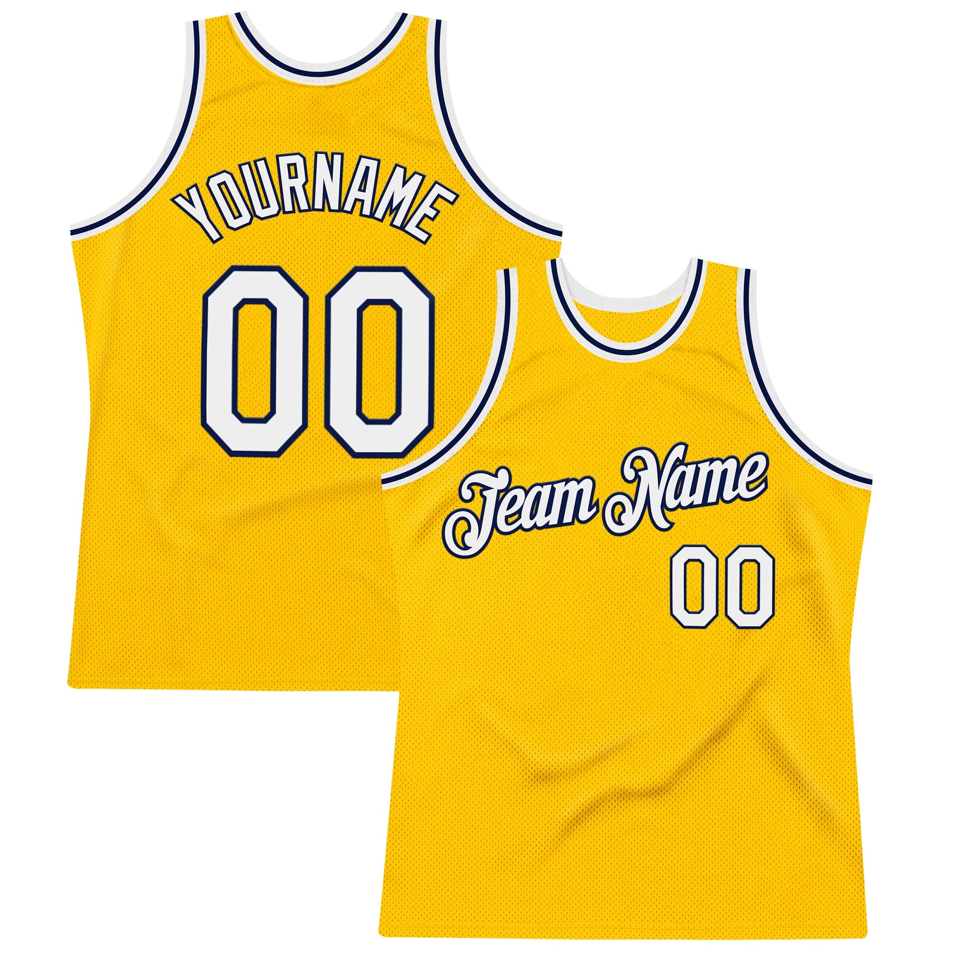 Custom Gold White-Navy Authentic Throwback Basketball Jersey - Sky-Custom