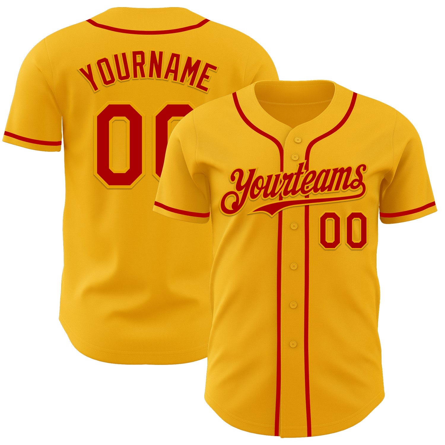 Custom Gold Red Authentic Baseball Jersey - Sky-Custom