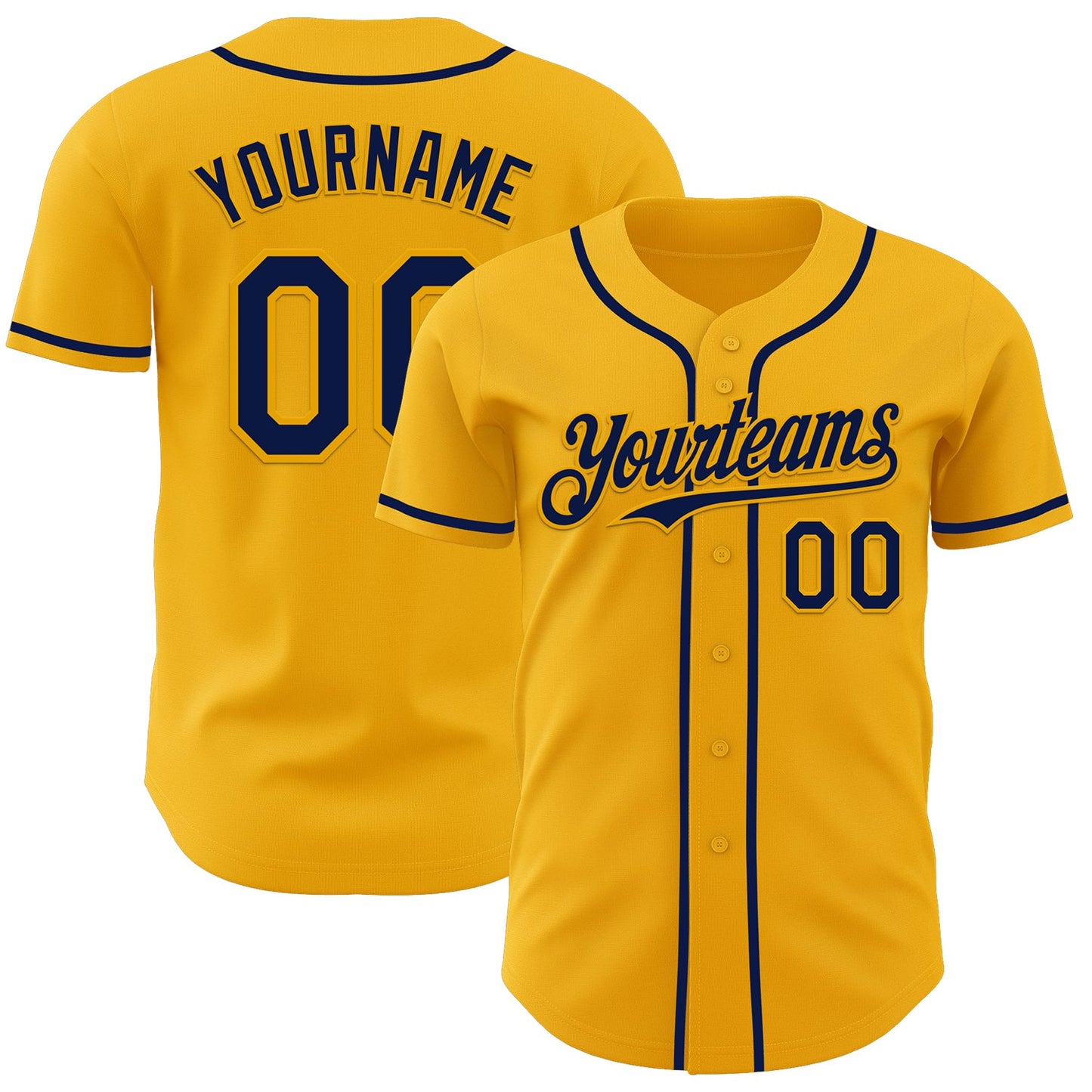 Custom Gold Navy Authentic Baseball Jersey - Sky-Custom