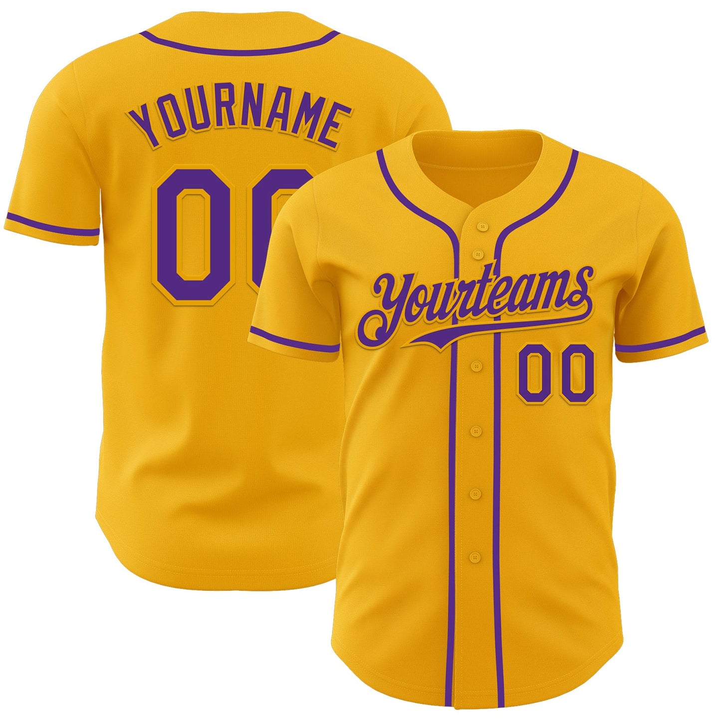 Custom Gold Purple Authentic Baseball Jersey - Sky-Custom