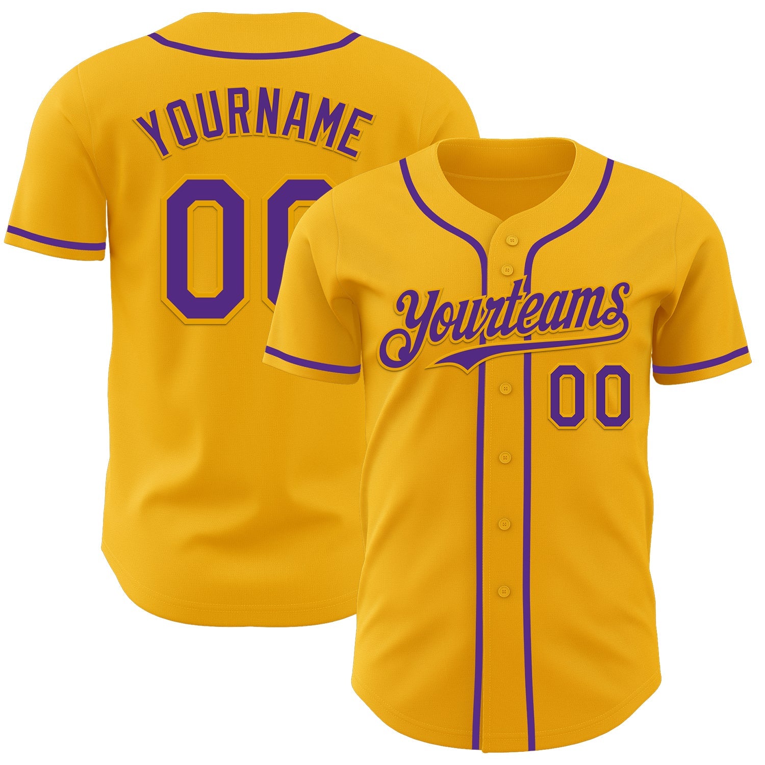 Custom Gold Purple Authentic Baseball Jersey - Sky-Custom