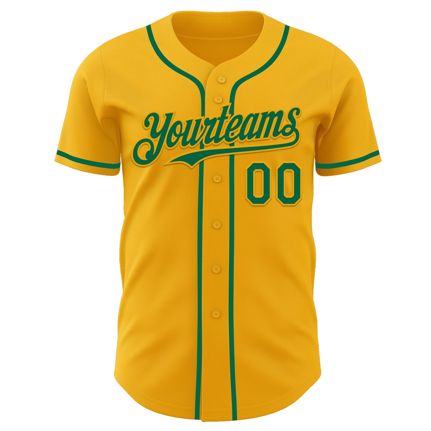 Custom Gold Kelly Green Authentic Baseball Jersey - Sky-Custom