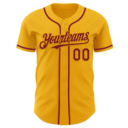 Custom Gold Crimson Authentic Baseball Jersey - Sky-Custom