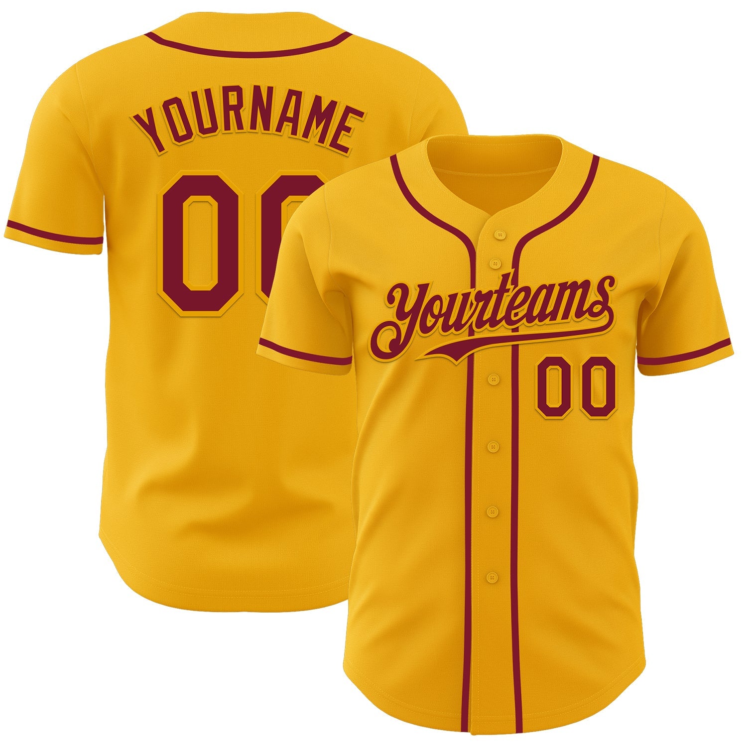 Custom Gold Crimson Authentic Baseball Jersey - Sky-Custom