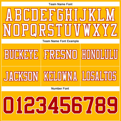 Custom Gold Red-White Mesh Authentic Football Jersey - Sky-Custom