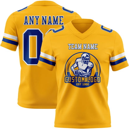 Custom Gold Royal-White Mesh Authentic Football Jersey - Sky-Custom