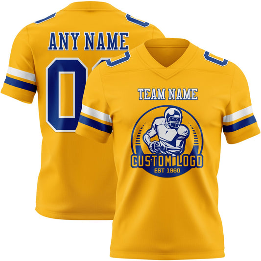 Custom Gold Royal-White Mesh Authentic Football Jersey - Sky-Custom