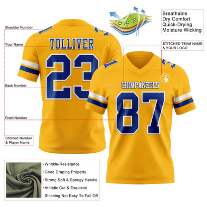 Custom Gold Royal-White Mesh Authentic Football Jersey - Sky-Custom