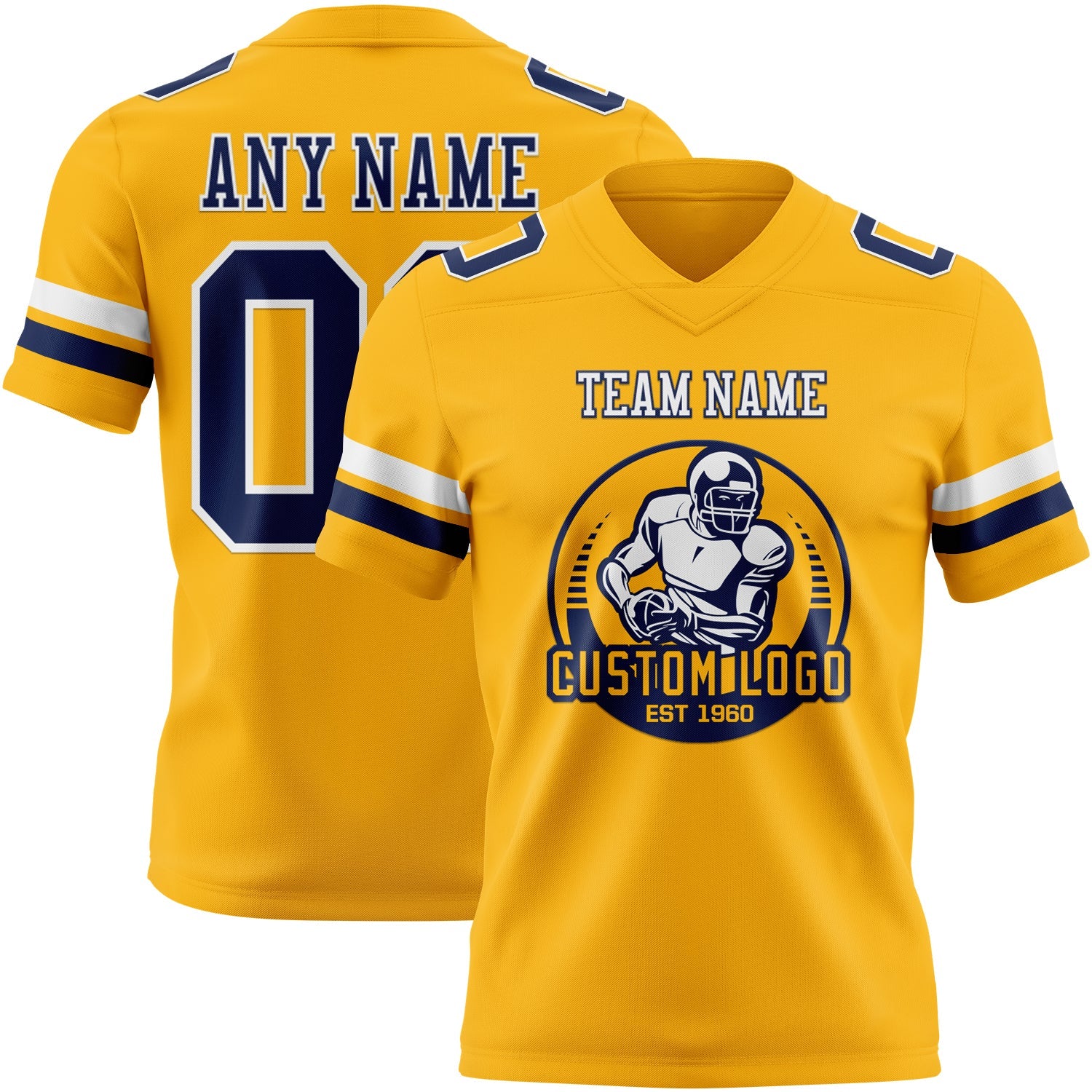 Custom Gold Nvay-White Mesh Authentic Football Jersey - Sky-Custom