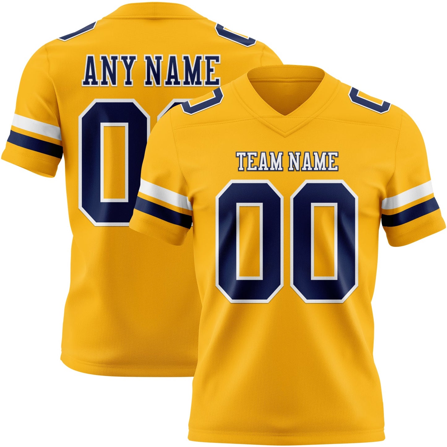 Custom Gold Nvay-White Mesh Authentic Football Jersey - Sky-Custom