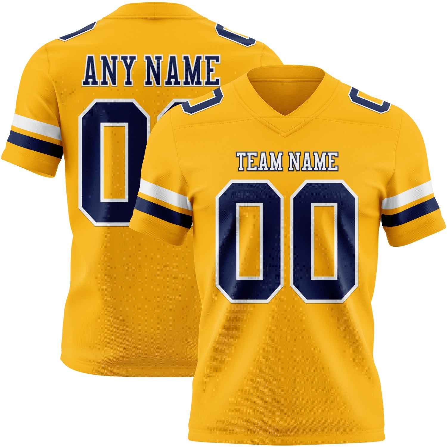 Custom Gold Nvay-White Mesh Authentic Football Jersey - Sky-Custom