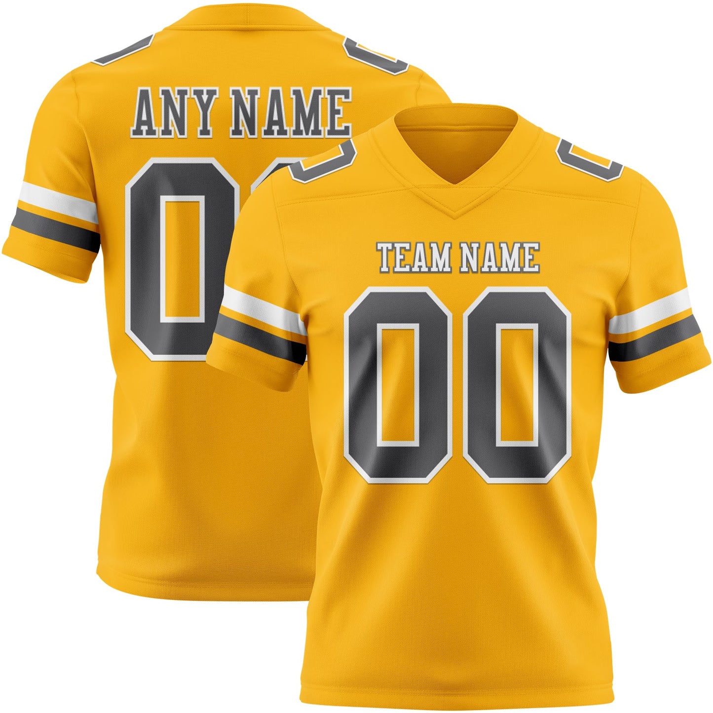 Custom Gold Steel Gray-White Mesh Authentic Football Jersey - Sky-Custom