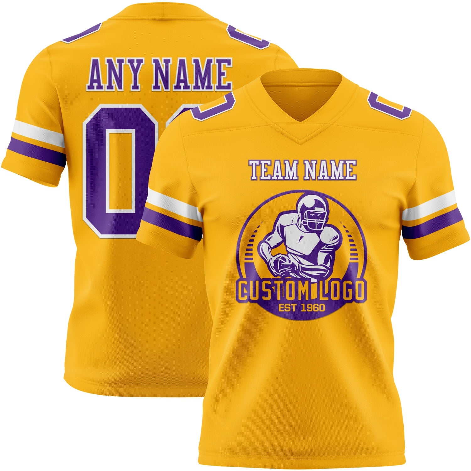 Custom Gold Purple-White Mesh Authentic Football Jersey - Sky-Custom