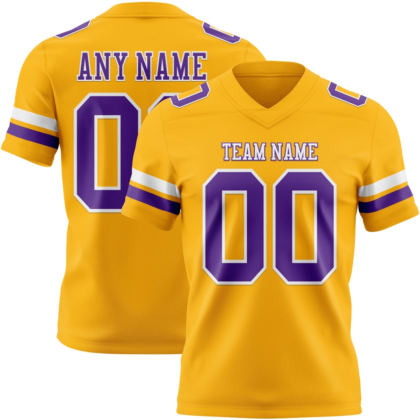 Custom Gold Purple-White Mesh Authentic Football Jersey - Sky-Custom