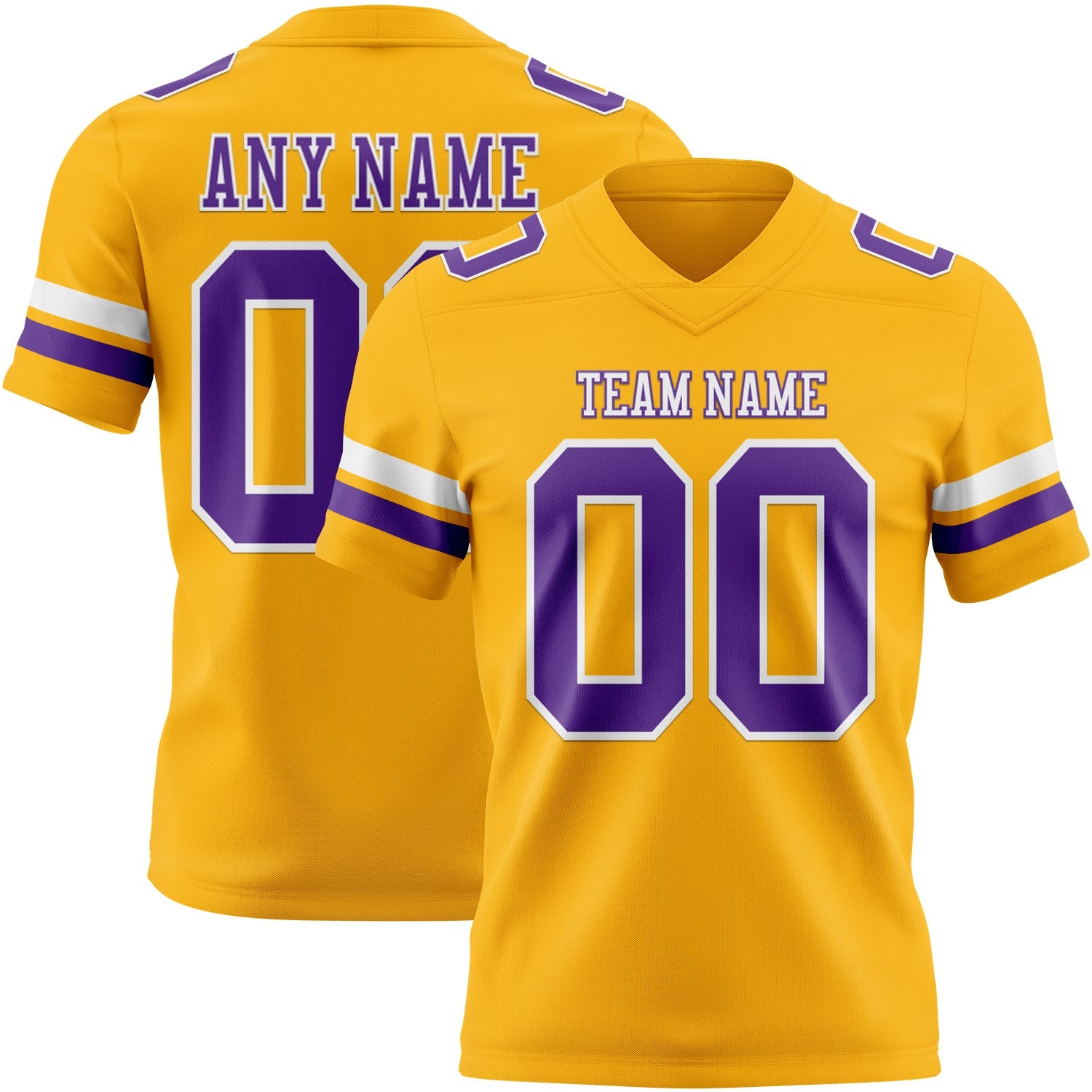 Custom Gold Purple-White Mesh Authentic Football Jersey - Sky-Custom