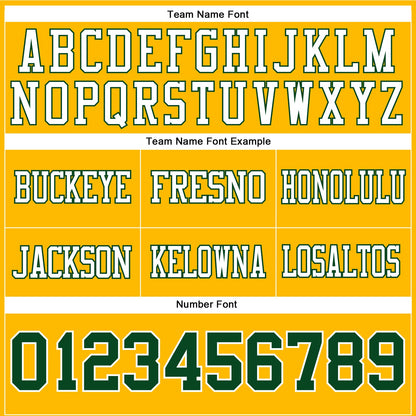 Custom Gold Green-White Mesh Authentic Football Jersey - Sky-Custom