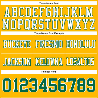 Custom Gold Kelly Green-White Mesh Authentic Football Jersey - Sky-Custom