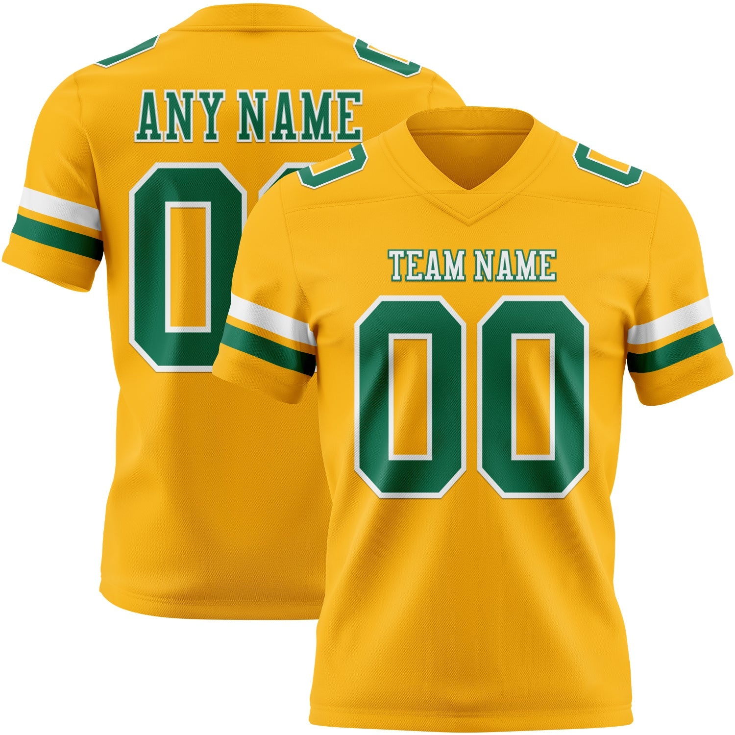 Custom Gold Kelly Green-White Mesh Authentic Football Jersey - Sky-Custom