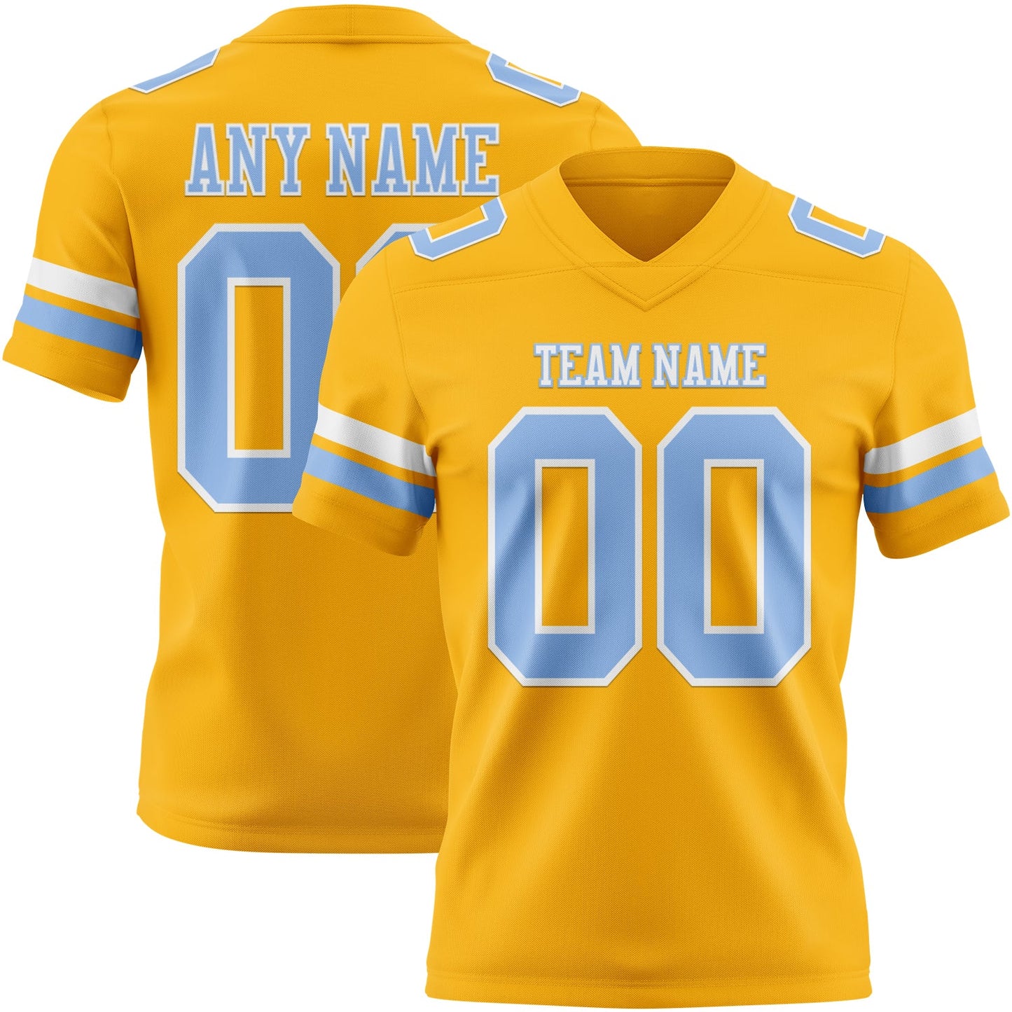 Custom Gold Light Blue-White Mesh Authentic Football Jersey - Sky-Custom