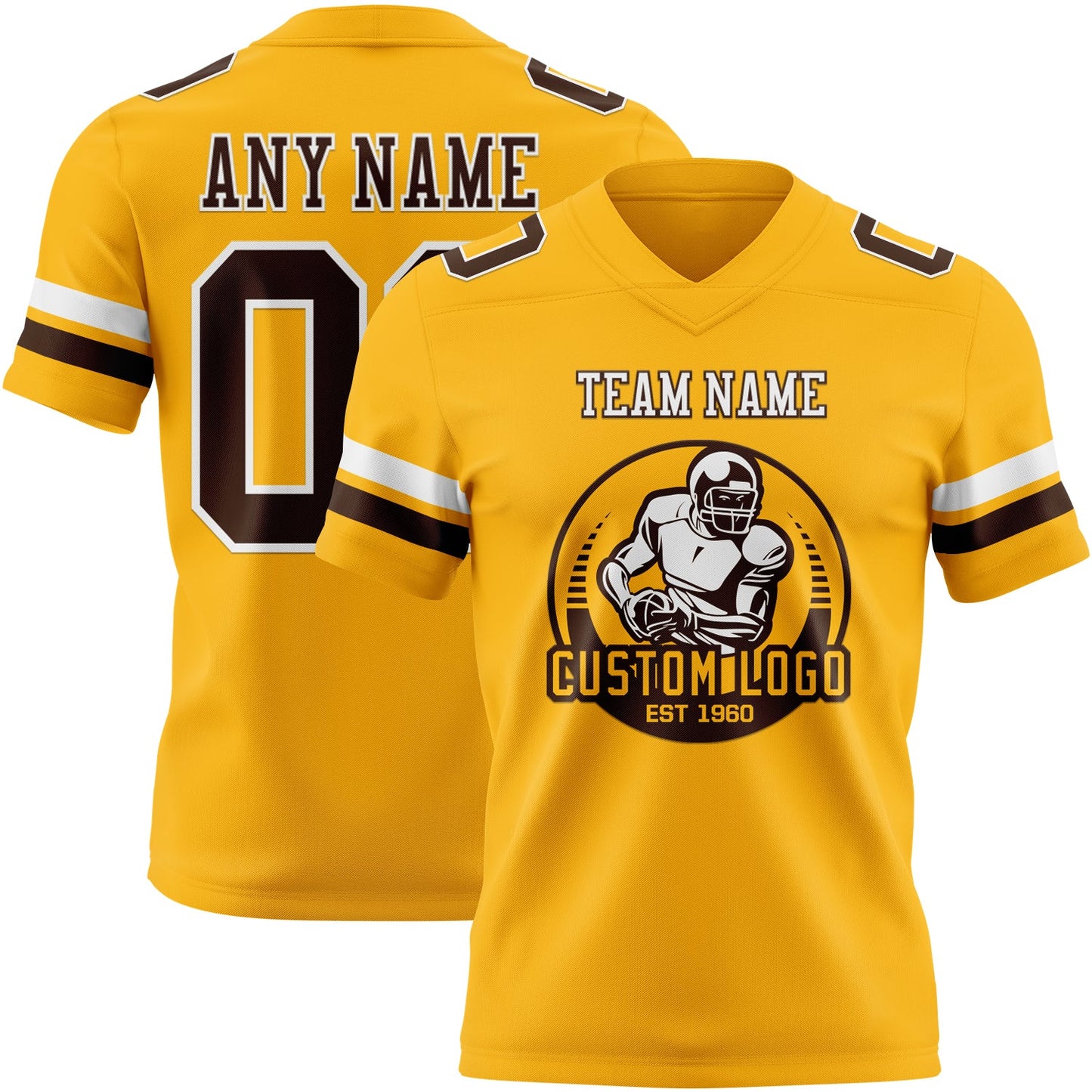 Custom Gold Brown-White Mesh Authentic Football Jersey - Sky-Custom