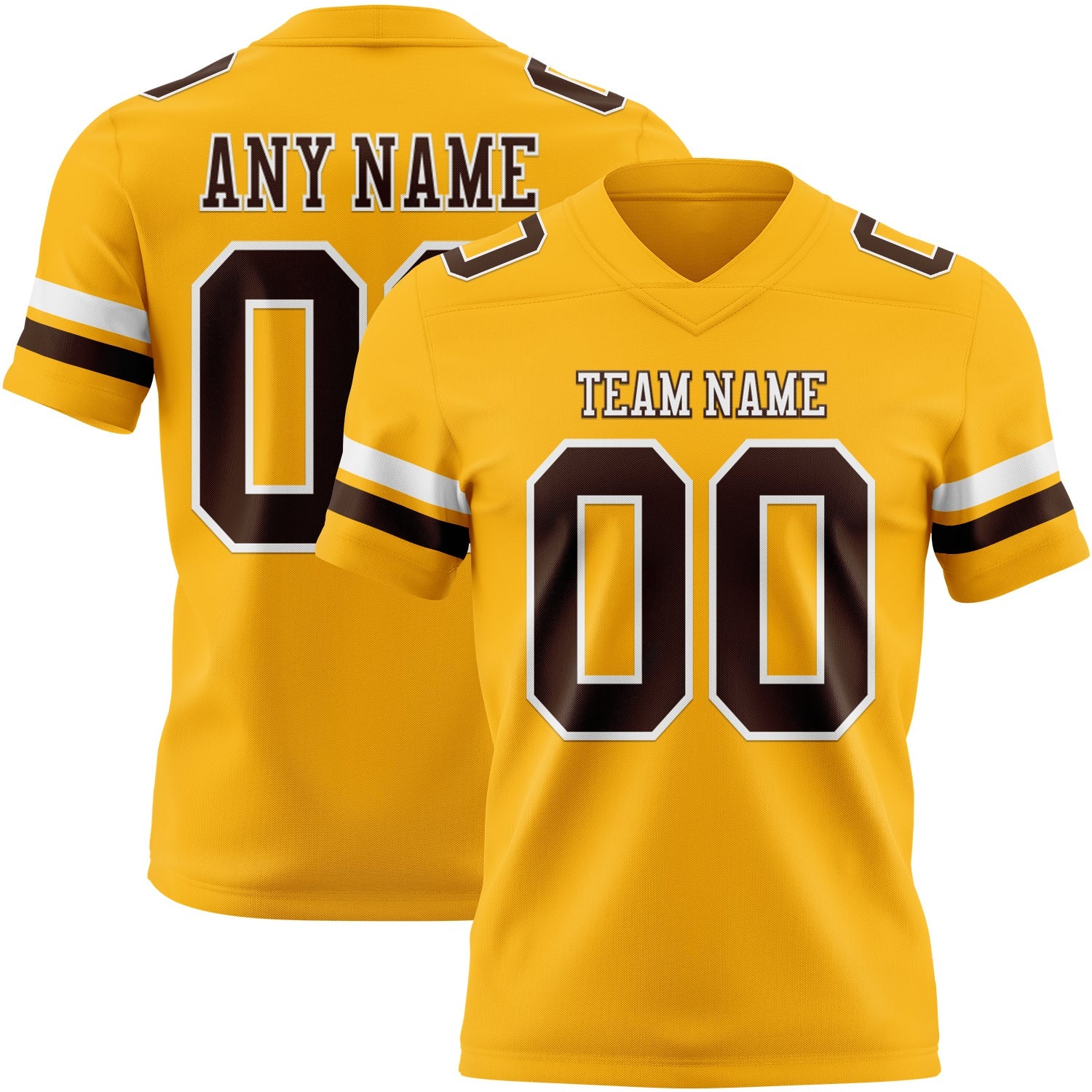 Custom Gold Brown-White Mesh Authentic Football Jersey - Sky-Custom