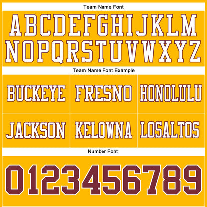 Custom Gold Burgundy-White Mesh Authentic Football Jersey - Sky-Custom