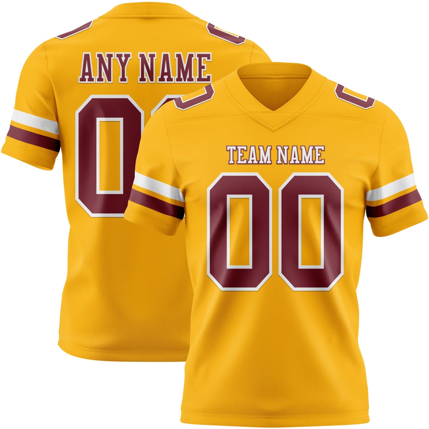 Custom Gold Burgundy-White Mesh Authentic Football Jersey - Sky-Custom