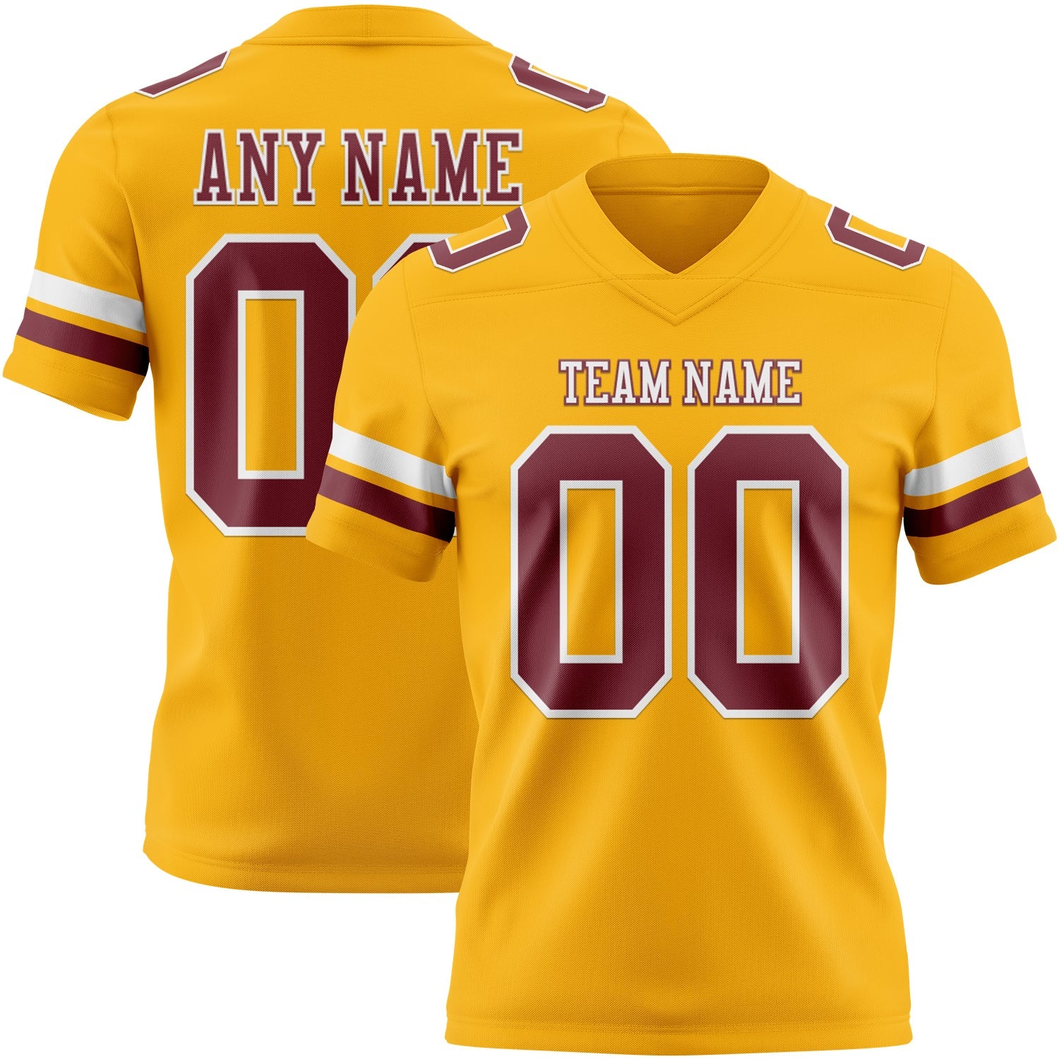 Custom Gold Burgundy-White Mesh Authentic Football Jersey - Sky-Custom